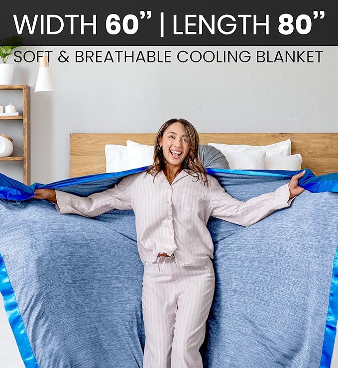 Everlasting Comfort Cooling Blanket for Hot Sleepers - Soft, Lightweight & Breathable Throw Blanket with Easy to Clean Material - Luxury Throws for Hot Flashes & Night Sweats (60"x80")