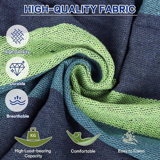 Durable Hammocks 660 Lbs Capacity, Camping Essentials Hiking Gear Accessories Max 2 X Tree Straps & Carabiners & Duckbilled Buckle & Thicker Rope & Portable Carrying Bag Included (Blue)