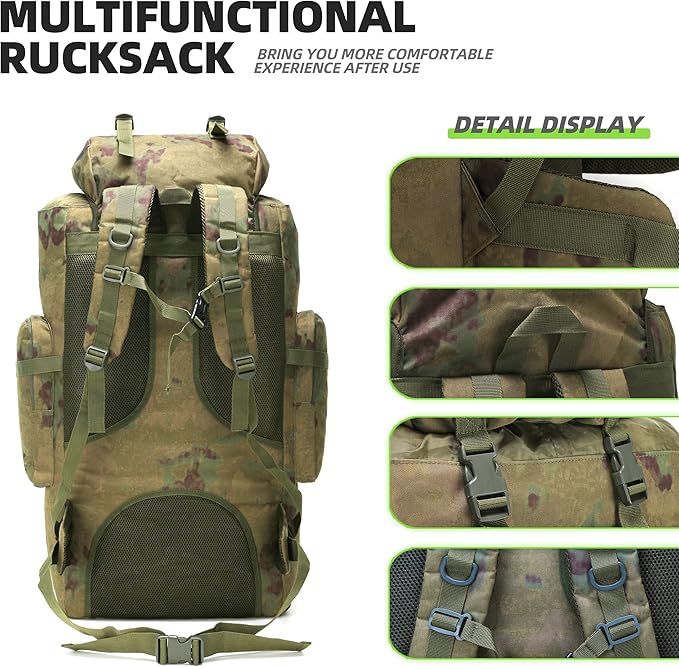 100L Camping Hiking Backpack,Molle military Tactical rucksack backpack,Waterproof Lightweight Hiking Backpack