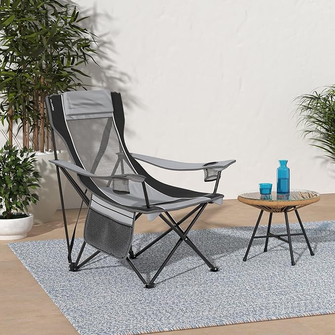 Kijaro Sling Folding Camping Chair - Enjoy The Outdoors in This Outdoor Chair with a Built-in Cup Holders and Side Organizer OR Side Cooler - Includes a Detachable Pillow