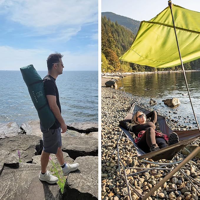 Lucania Portable Hammock with Stand Included - Foldable Freestanding Hammock for 2 Person (290 lbs Capacity) - Heavy Duty Stand Alone Hammock for Indoor, Outdoor, Camping, Patio & Backyard