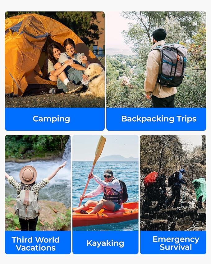 Waterdrop Gravity Water Bag for Camping, Travel, Backpacking, Hiking and Emergency, Compatible with Water Filter Straw, Flex Foldable, 1.5 Gal Bag