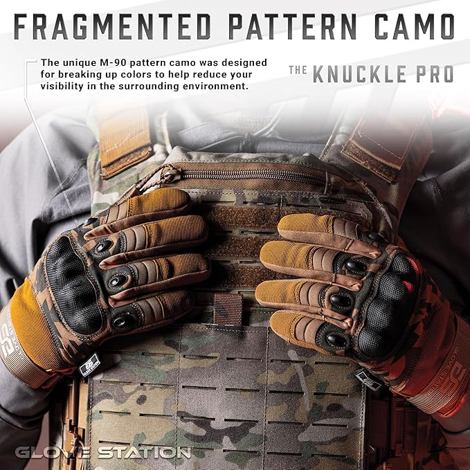 Glove Station Tactical Gloves for Men – Touchscreen Utility Gear with Hard Knuckle Protection Used in Motorcycle, Airsoft, Combat, Police, Shooting & Outdoor Work Camouflage - Hard Knuckle X-Large