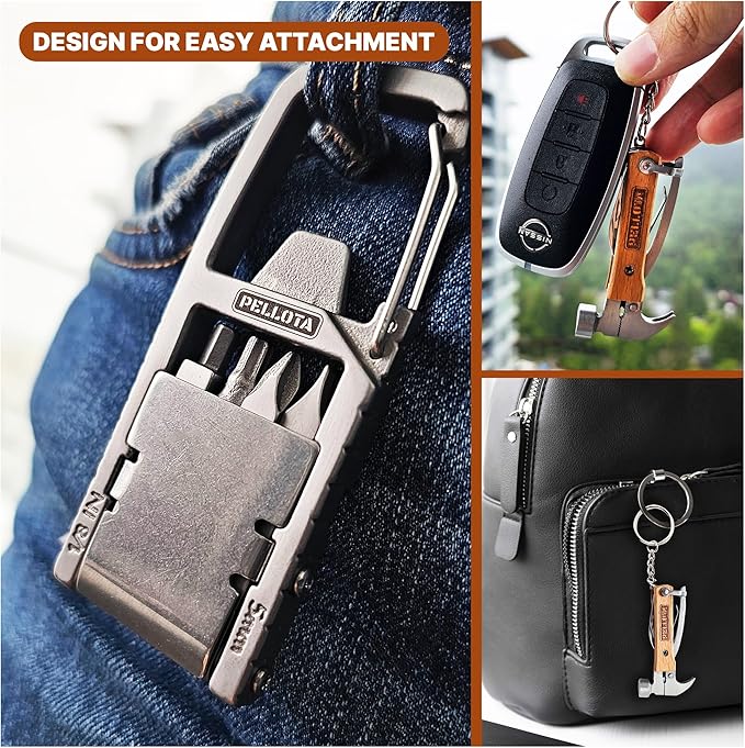 Multi Tool Prizes [17-in-2] for Adults - Multi Tool for Men, Multitool, Small Hammer, Small Tools, Hammer Multitool, Gifts for Men, Dad, Husband, Camping, Bottle opener, retrieve card pin
