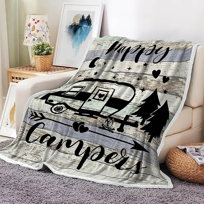 Travel Throw Blanket,Outdoor Throw Blanket, Camping Blanket for Women Men Kids Adults, Blankets Gift for Camping Lovers, Camping Decor for Bedding RV Campsite Hiking