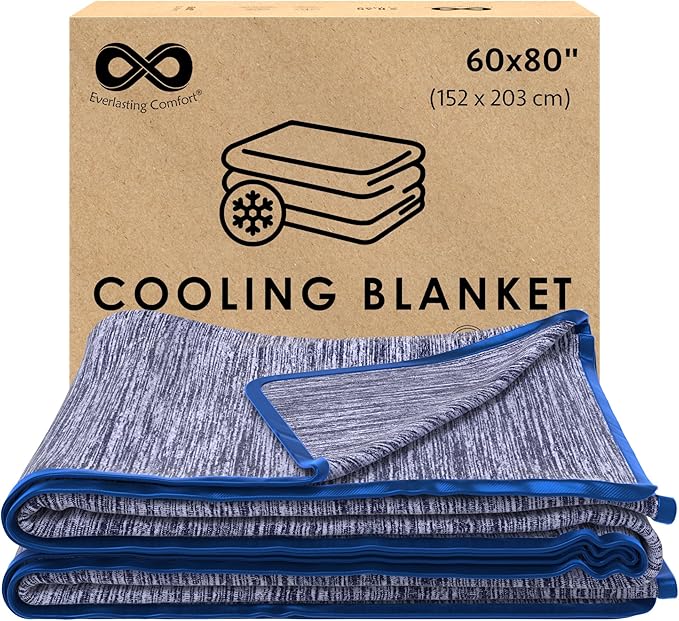 Everlasting Comfort Cooling Blanket for Hot Sleepers - Soft, Lightweight & Breathable Throw Blanket with Easy to Clean Material - Luxury Throws for Hot Flashes & Night Sweats (60"x80")