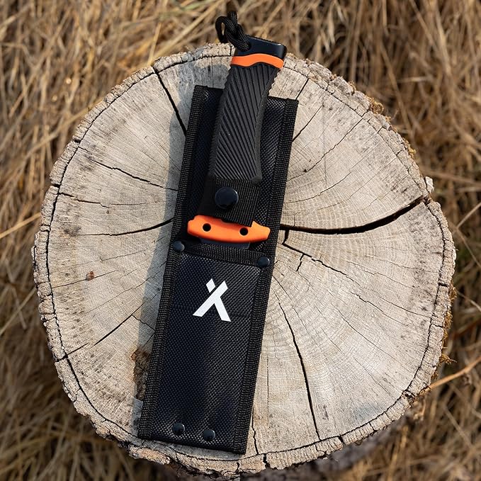 Bear Grylls Ultimate Knife - Fixed Blade Knife, Full Tang with Serrated Edge, Fire Striking Edge, and Emergency Whistle, Includes Sheath - 4.75” Blade, Stainless Steel Blade, Black