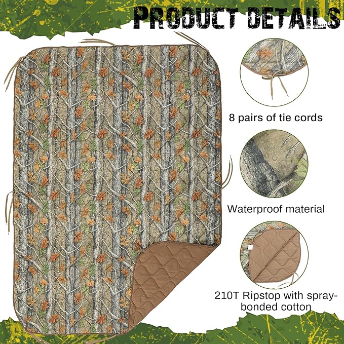 Barydat 1/2/3 Pack 80 x 60/92 x 64 Inch Woobie Blanket Military Poncho Liner Hunting Blanket Waterproof Thermal Poncho Liner with Bag Camo for Outdoor Camping Hiking