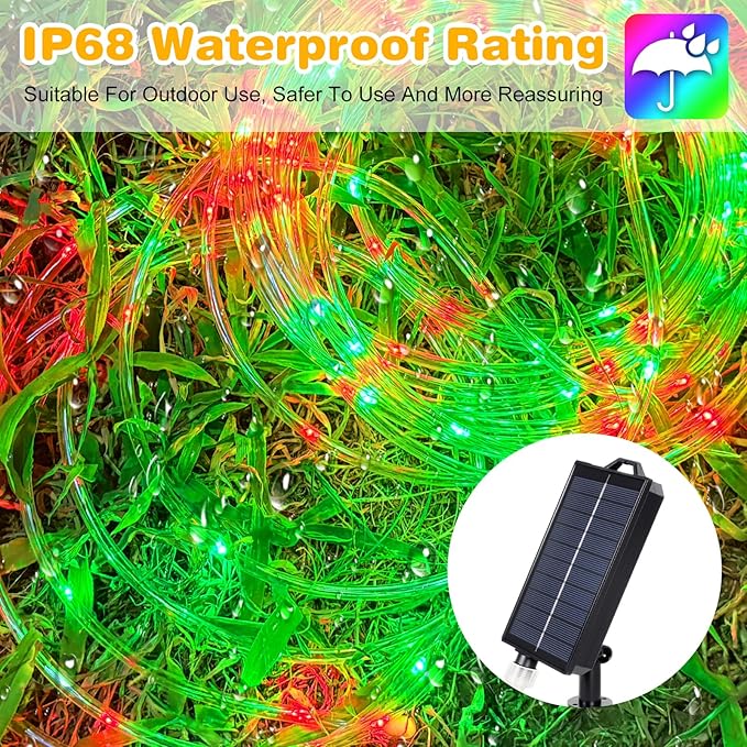 16FT 50 LED Solar Rope Lights, 18 Colors with Timer, 5 Modes, Waterproof Plug-in Remote Control Camping String Lights for Outside, Camping, Classroom, Party, Festival Decoration Solar Lights Outdoor