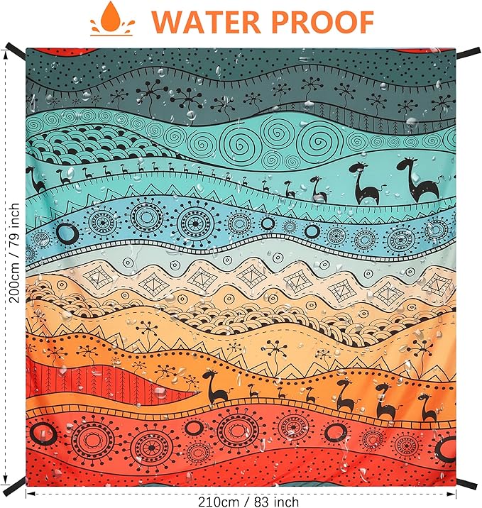 HIHOHO Beach Blanket Waterproof Sandproof Extra Large Beach Mat 79" X 83"/120"x108"for 1-8 Adults Quick Drying Durable Outdoor Picnic Mat for Beach Travel Camping Hiking