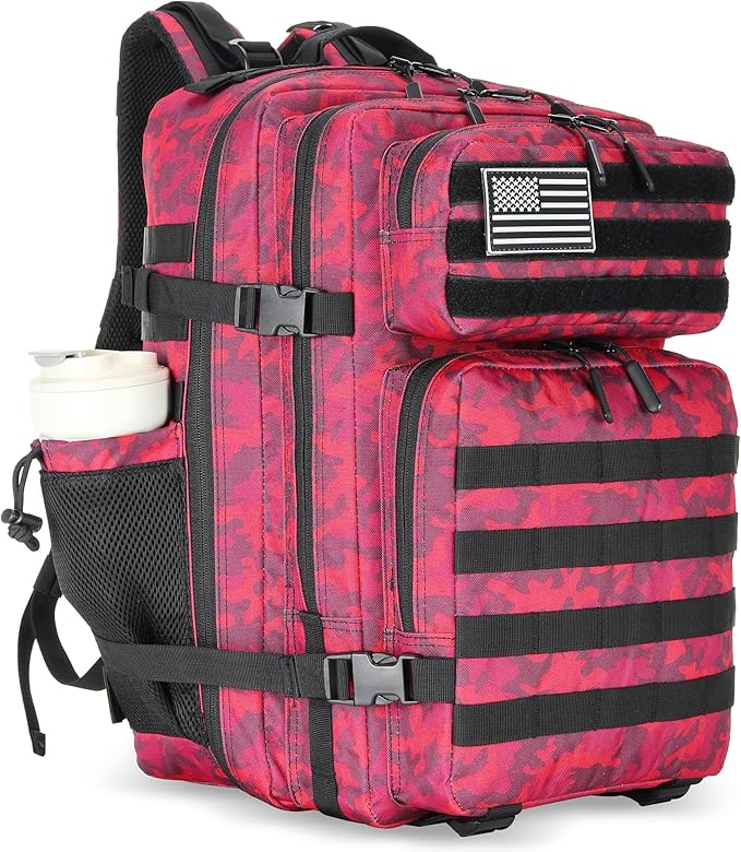 Lovelinks21 45L Tactical Assault Backpack 3 day assault pack with Molle Waterproof backpack Rucksack for Tactical Backpacks (Red CP)