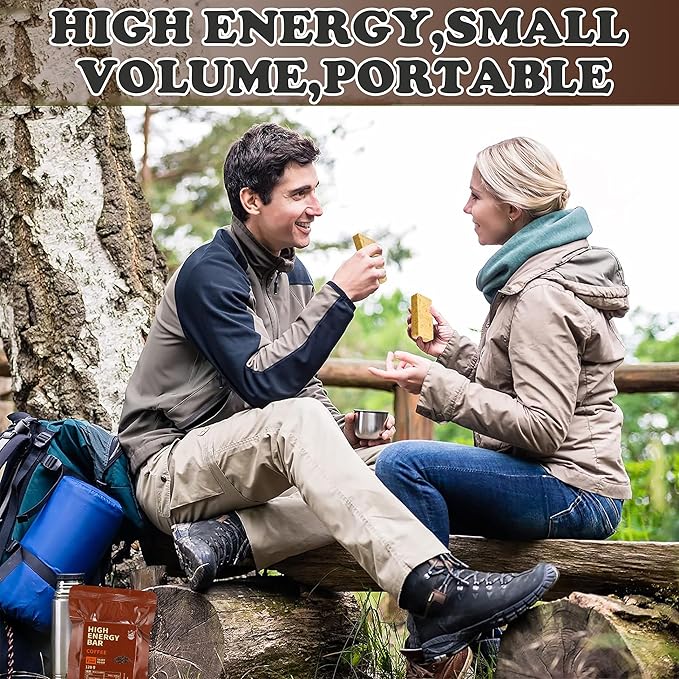 Emergency Food Ration Bars -12 Count Coffee Flavor Compressed Biscuit Survival Tabs, Food Rations Supply for Outdoor Camping Hiking Snowstorm Earthquake Disaster, 20 years Shelf Life