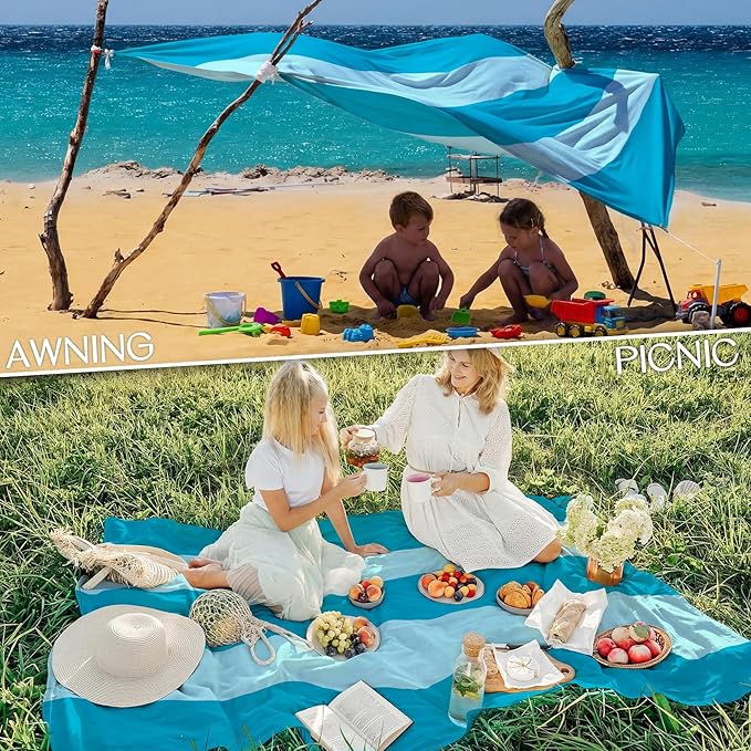 BYDOLL Beach Blanket 10'X9' Waterproof Sandproof Suits1-8 Adults Oversized Lightweight Large Blanket Picnic Mat for Beach Sand Free Travel Camping Hiking Picnic