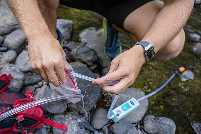 Pacific Bay Portable Automatic Pump/Water Filtration System - for Camping or Wilderness Survival - Emergency Drinking Water Survival - Indoor/Outdoor Water Filter - Must Have Hiking Supplies
