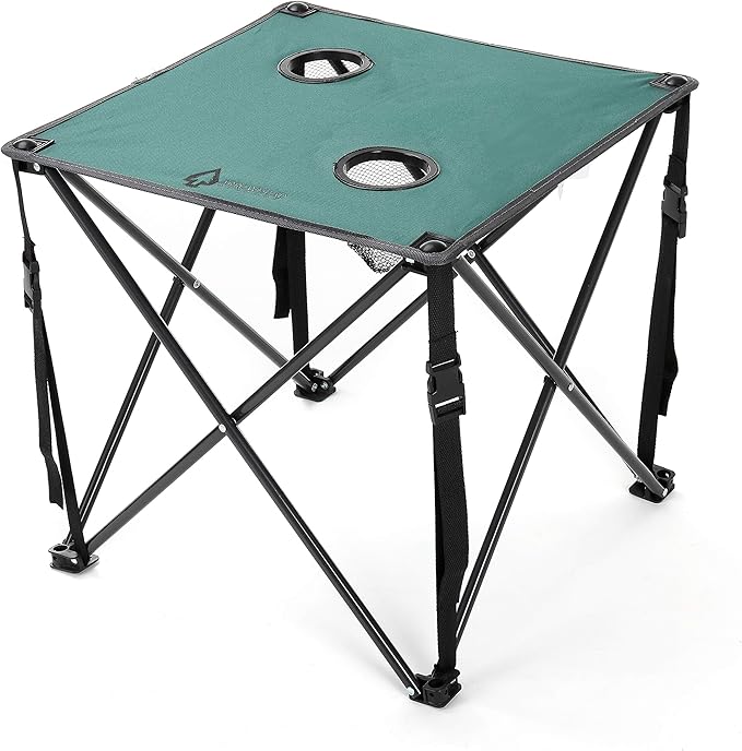 ARROWHEAD OUTDOOR 26” (66cm) Portable Camping Folding Table, 2 Cup Holders, Square, Carrying Case, Steel Frame, High-Grade 600D Canvas