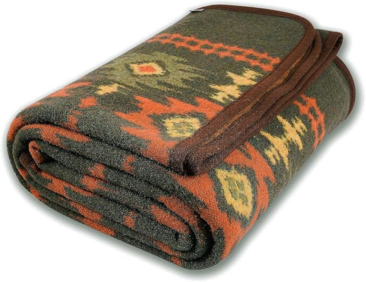 ACUSHLA Merino Wool Blanket - Warm Thick Washable Large Bed Couch Outdoor Camping Sleeping Throw Blanket All Seasons, Myers Green 79x63