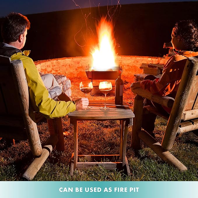 Vaygway Flatpack Portable Foldable Stainless Steel Grill and Fire Pit- Premium Quality Portable Travelling BBQ Grill- Wood Burning Charcoal Grill- For Camping, Hiking, Picnics (2 Pack)