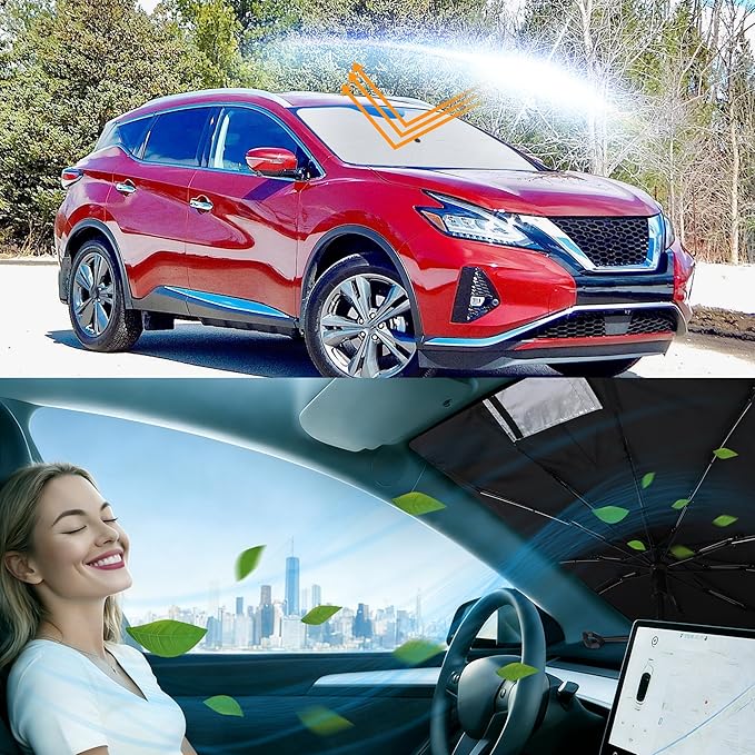 Windshield Sun Shade Umbrella Accessories Compatible with 2015 2016 2017 2018-2024 Murano for Foldable Sunshade Sun Visor Blocks UV