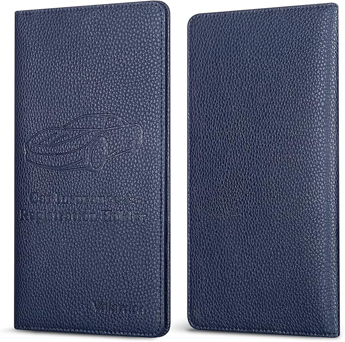 Valardoh Premium Car Registration and Insurance Card Holder, Car Document Holder for Cards, Driver License & other Essential Documents (Deep Blue)