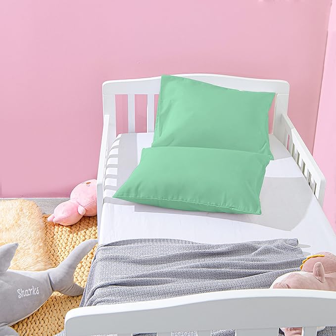 NTBAY Microfiber Toddler Pillowcases with Envelope Closure, 2 Pack 100% Brushed Microfiber Super Soft Travel Kids Nursery Pillow Cases, 14"x20" Fits Pillows Sized 12"x16" 13"x18" 14"x19", Mint