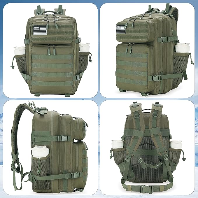 Lovelinks21 45L Tactical Assault Backpack 3 day assault pack with Molle Waterproof backpack Rucksack for Tactical Backpacks (Army green)