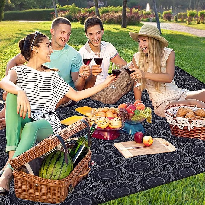 Supfitness Extra Large Picnic Blankets Waterproof Foldable (60 "x 80") Beach Blanket Waterproof Sandproof,3-Layer Thicking Mat Outdoor Packable Camping Blanket