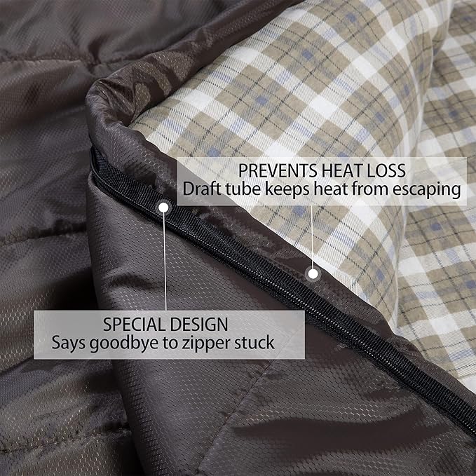 HiZYNICE Cold Weather Sleeping Bag 100% Cotton Flannel XXL for Adults Big and Tall,Free Compression Sack