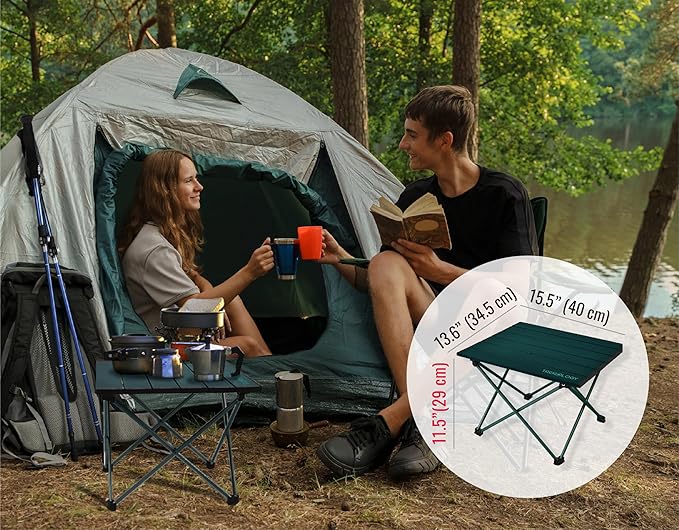 TREKOLOGY TALU Portable Folding Beach Table - Lightweight Travel Camp Table | Small Camping Table for Outdoor Adventures | Foldable, Compact, and Sturdy - Perfect for Camping, Picnic, Beach Trips