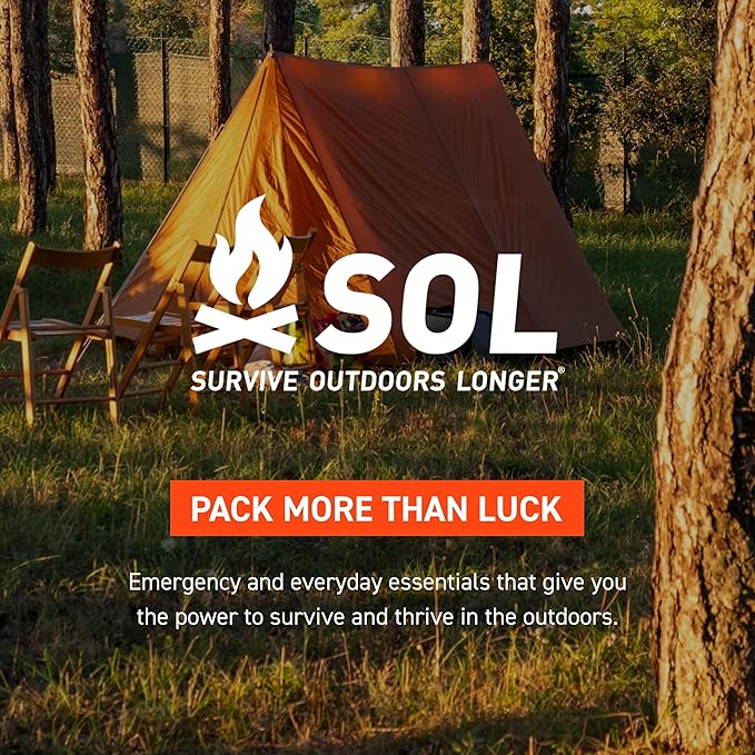 S.O.L. Survive Outdoors Longer SOL Emergency Bivvy XL w/Rescue Whistle - Reflects up to 90% Body Heat - Waterproof Emergency Blanket for Survival Gear - 84" x 60" - 5.8 oz - Orange