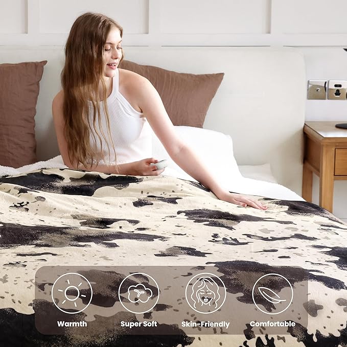 Heated Blanket King Blanket - Fast Heating Electric Blanket, Soft Flannel Heated King with 4 Time Settings,10 Heating Settings, Warm Gifts for Women & Mom & Grandma(90"x100"Light Brown)