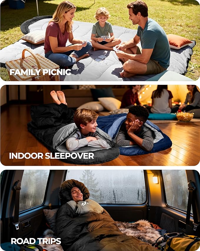 Sportneer Sleeping Bag for Adults & Kids, Cold Weather & Warm Waterproof Camping Sleeping Bag, Compact Portable for Camping Hiking & Travel
