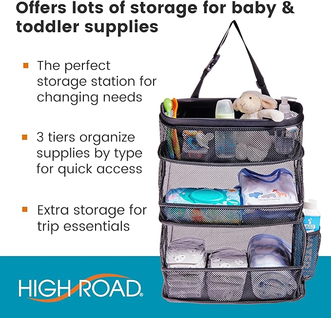 High Road CarCubby Car Storage Organizer - SUV Trunk Organizer, Passenger Seat Organizer or Back Seat Storage With 3 Easy-View Mesh Bins