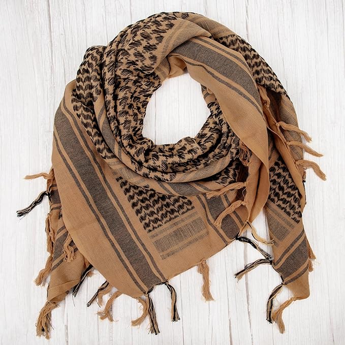 Aonal Military Shemagh Tactical Desert Scarf, 100% Cotton Keffiyeh Neck Head Scarf Wrap for Men Women