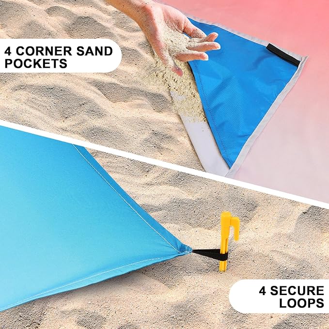 AISPARKY Beach Blanket Waterproof Sandproof Extra Large, Oversized Beach Mat, Quick Drying&Compact&Lightweight, Picnic Blankets Vacation Essentials for Outdoor Beach Camping (79" X 108" (6 Person))