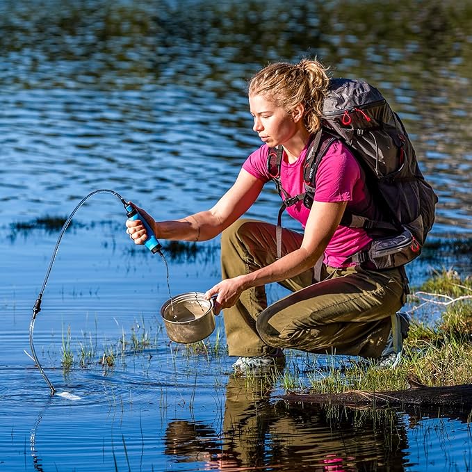 Sagan Life Water Filter Straw, Water Purifier, Ultralight Backpacking Water Filter, Hiking, Camping, Survival, Travel, 2’ Tubing extends to 4’, Purifies 250 Gal