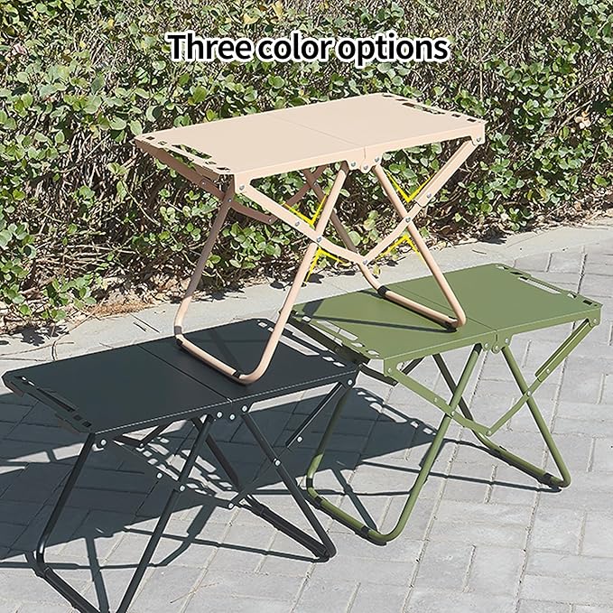 Portable Camping Table, Metal Tactical Foldable Table with Storage Bag, Durable Carbon Steel Outdoor Picnic Table, Perfect for Fishing, Hiking and BBQ