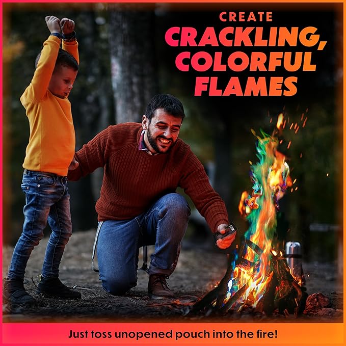 Magical Flames Fire Color Packets (25 Pack), Vibrant Multi-Color Fire for Fire Pits, Campfires, Bonfires & Fireplaces - Camping Essentials & Outdoor Party Accessories