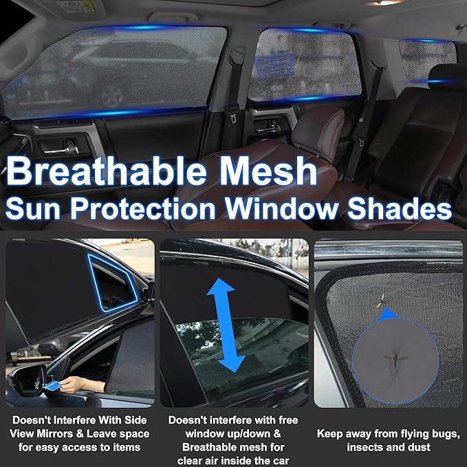 Front Side Half Window Shade Foldable Custom Fit for BMW X5 2013-2018 Car Window Shades for Side Window Sun Shade UV Protection Heat Insulation for Camping Sleeping 8PCS
