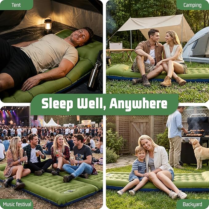 Sleeping Pad for Camping, 6.3 Inch Thick Air Mattress for Backpacking, Hiking, Outdoor Adventures, Car Camping & Tent Use