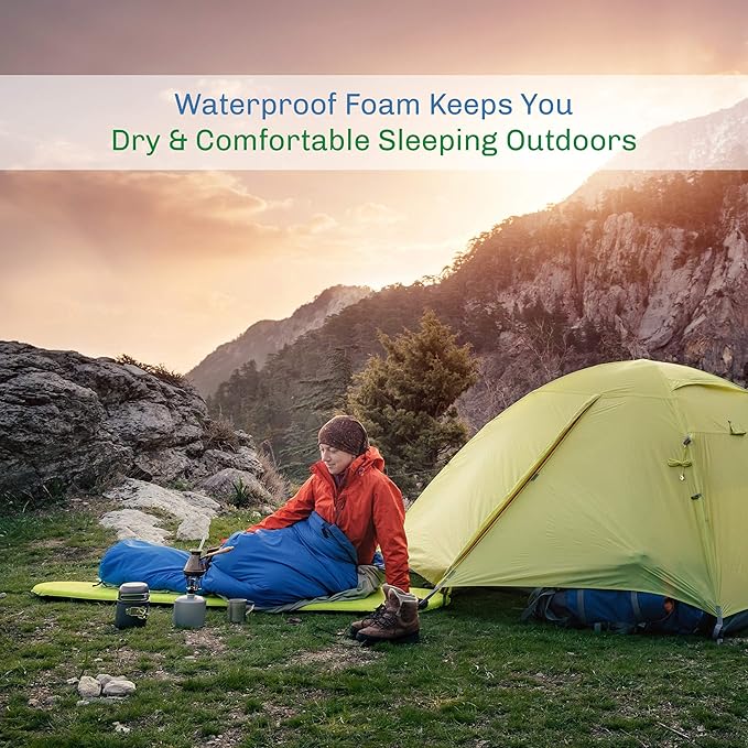 Foam Sleeping Pad for Camping - 1.25-Inch-Thick Waterproof Sleep Pad with Carry Straps for Cots, Tents, or Sleepovers by Wakeman Outdoors (Black)
