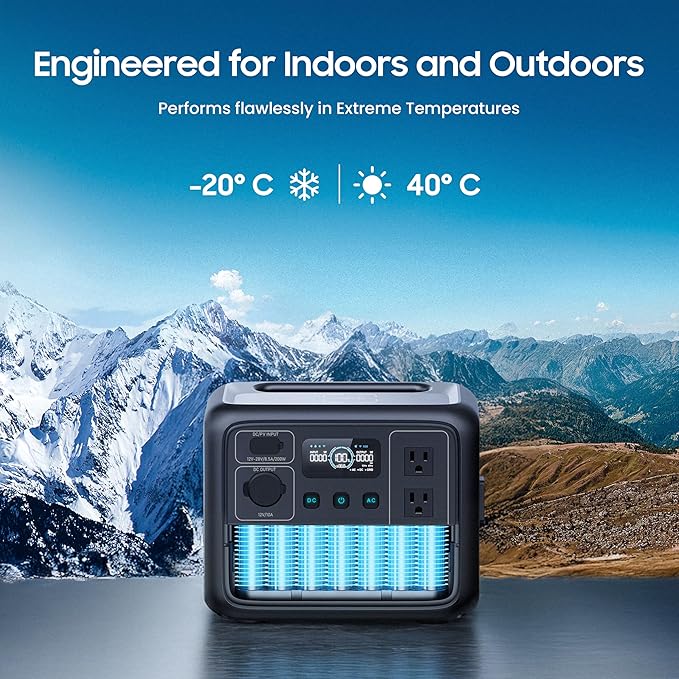 DECOMIL LFP700 Portable Power Station, 504Wh LiFePO4 Battery, 700W AC Output (1200W Peak), Wireless Charging, 80% in 50 Min, Solar Generator for Camping, Emergency, Home Backup (Solar Optional)