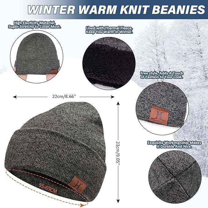 Winter Beanie Hat Scarf Touchscreen Gloves Set for Men and Women, Beanie Gloves Neck Warmer Set with Warm Knit Fleece Lined