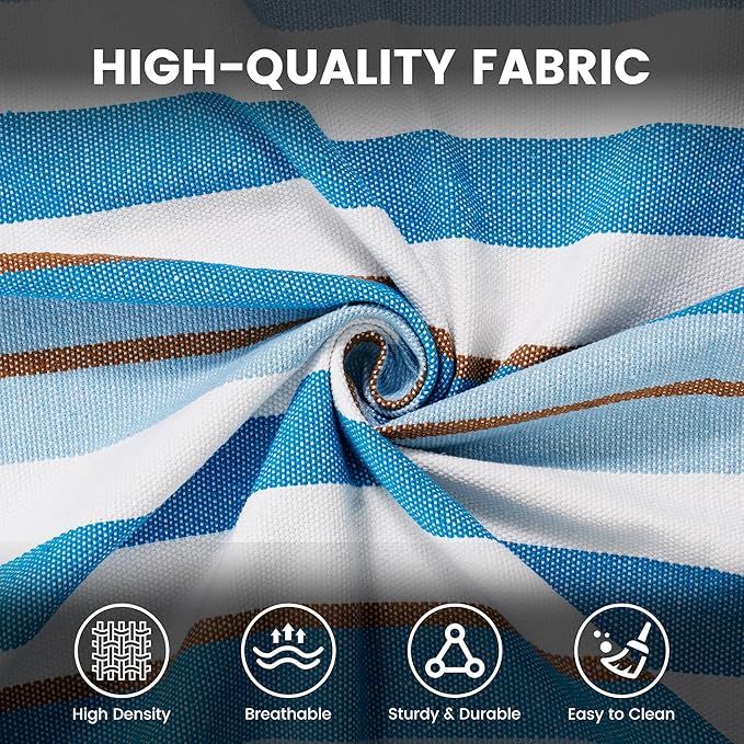 Lazy Daze Hammocks Double Brazilian Cotton Hammock, Extra Large Portable Outdoor Camping Hammock with Tree Straps & Travel Bag for Backyard Patio Poolside Indoor, 550lbs Capacity, Blue & Light Gray
