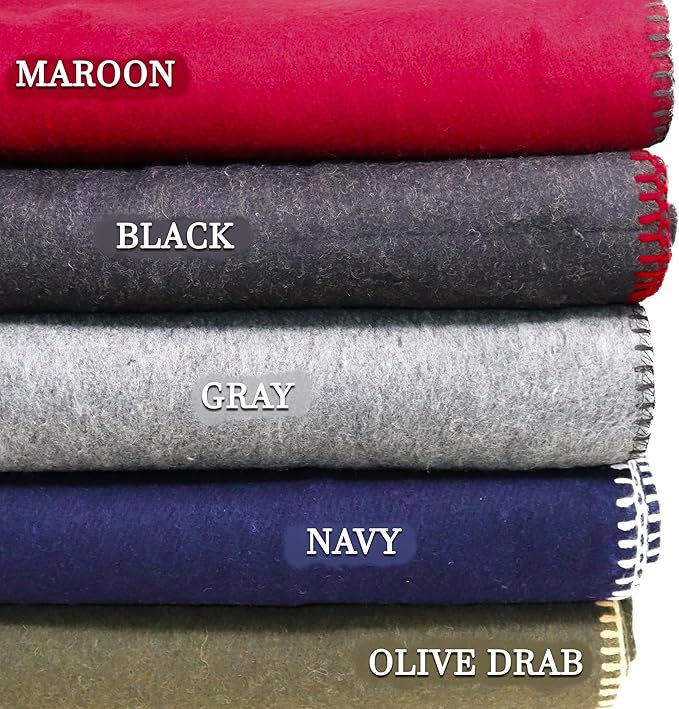 M MCGUIRE GEAR Heavy Duty Wool Blanket, Survival, Emergency, and First Aid Use – Mil-Spec, Fire Retardant, Durable Outdoor Wool Blankets for Camping. - OD Green, (64 x 90 inches)