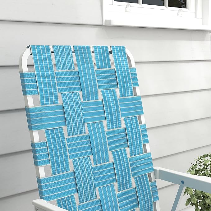 Outsunny Set of 2 Patio Folding Chairs, Classic Outdoor Camping Chairs, Portable Lawn Chair Set for Camping, Garden, Pool, Beach, Backyard with Armrests, Blue