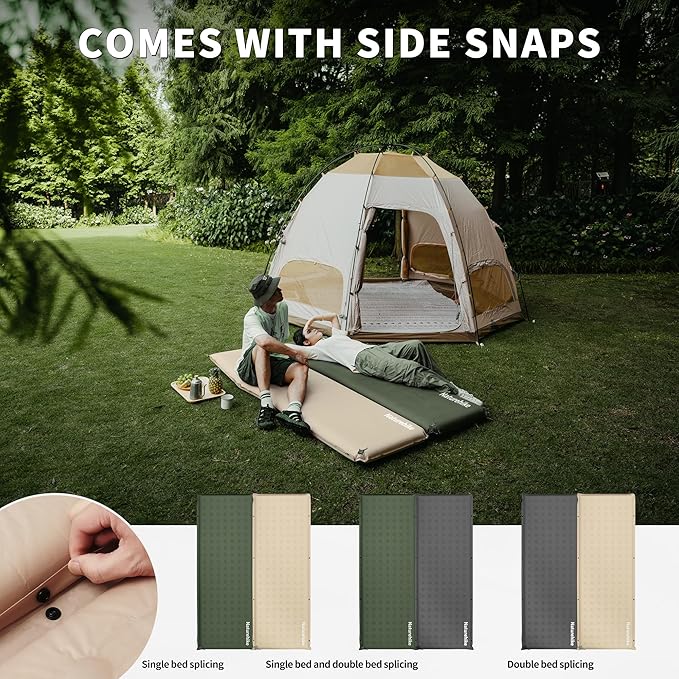 Naturehike Connectable Self Inflating Sleeping Pad, 2.36" Memory Foam Camping Pad, Backpacking Camping Mattress Pad for Tent, Travel, Car, Hammock