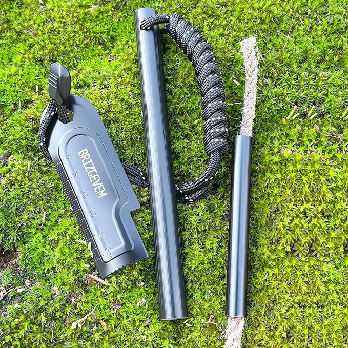 Waterproof Ferro Rod Fire Starter 6x1/2 in & 4x3/8 in, 15,000+ Strikes Flint Fire Steel with Paracord Multi-Tool Striker & Extra Waxed Tinder Cord for Camping, Hiking, Survival & Emergency