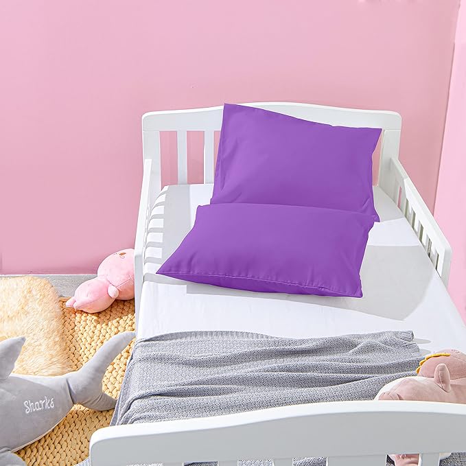 NTBAY Microfiber Toddler Pillowcases with Envelope Closure, 2 Pack 100% Brushed Microfiber Super Soft Travel Kids Nursery Pillow Cases, 14"x20" Fits Pillows Sized 12"x16" 13"x18" 14"x19", Purple