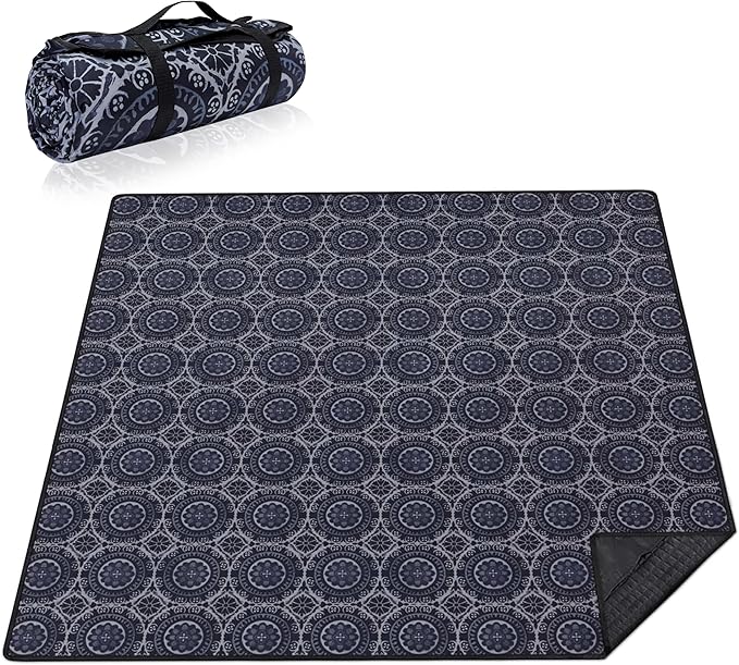 Supfitness Extra Large Picnic Blankets Waterproof Foldable (80 "x 80") Beach Blanket Waterproof Sandproof,3-Layer Thicking Mat Outdoor Packable Camping Blanket