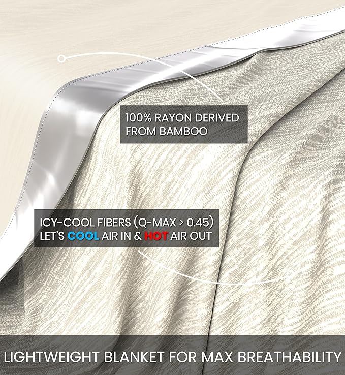Everlasting Comfort Cooling Blanket for Hot Sleepers - Soft, Lightweight & Breathable Throw Blanket with Easy to Clean Material - Luxury Throws for Hot Flashes & Night Sweats (60"x80")